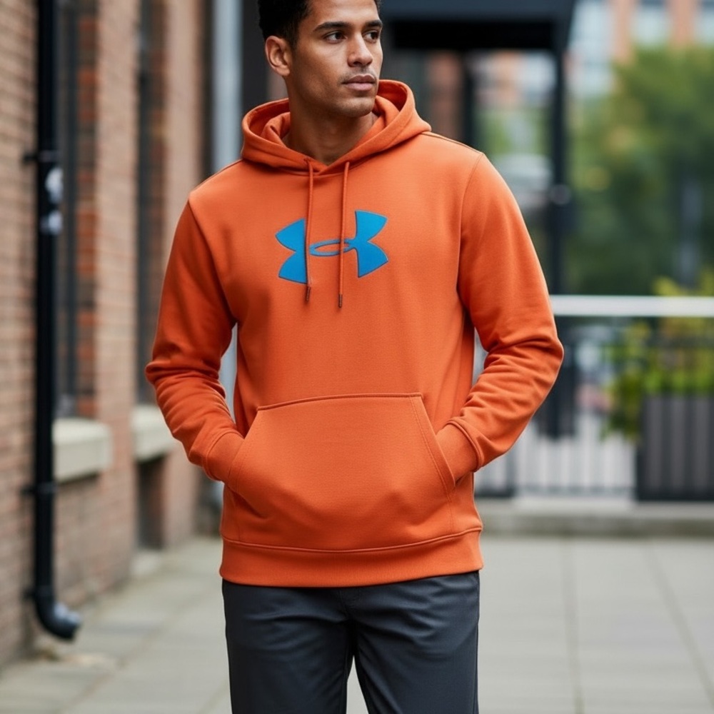 Under Armour Orange Hoodie with Blue Logo